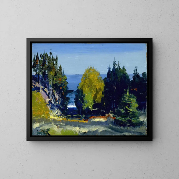 Het bosje van Monhegan - George Wesley Bellows — ingelijst kunstwerk aan de muur