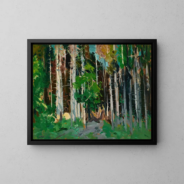 Door de bomen, Monhegan-eiland, Maine - George Wesley Bellows — ingelijst kunstwerk aan de muur