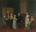 portret van Pieter Cornelis Hasselaer, adviseur van de Nederlandse Oost-Indische Compagnie en burgemeester van Amsterdam met zijn familie - George van der Mijn — weergave van het kunstwerk