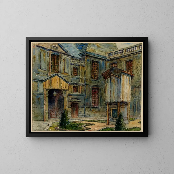 Binnenhof van het museum Carnavalet, rue de Sévigné - Georges-Henri Manesse — ingelijst kunstwerk aan de muur