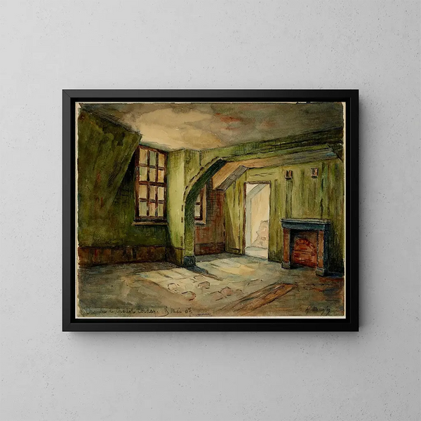 De kamer waar Charlotte Corday de avond voor de moord op Marat sliep - Georges-Henri Manesse — ingelijst kunstwerk aan de muur