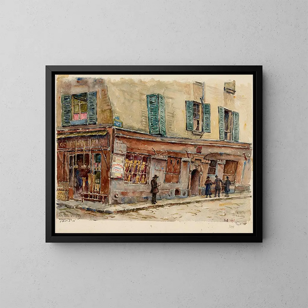 Oude huis uit de 14e eeuw, 24 rue Sainte-Foy, hoek van de rue Saint-Denis - Georges-Henri Manesse — ingelijst kunstwerk aan de muur