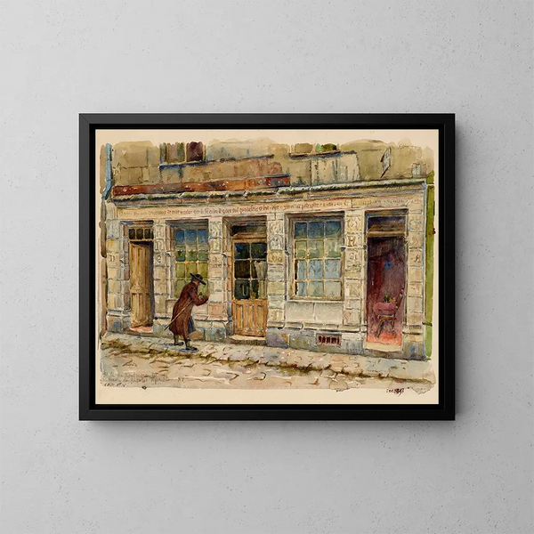 Oude woning uit de 15e eeuw, huis van Nicolas Flamel, ook wel huis van de Grote Gevel genoemd, 51 rue de Montmorency - Georges-Henri Manesse — ingelijst kunstwerk aan de muur