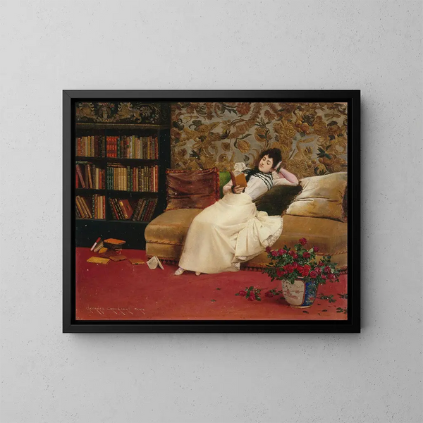 La Lecture - Georges Croegaert — ingelijst kunstwerk aan de muur