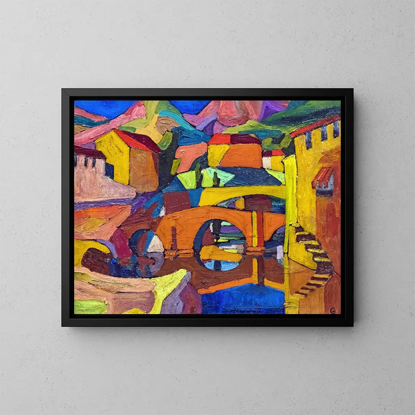 Village cubiste - Georges Gaudion — ingelijst kunstwerk aan de muur