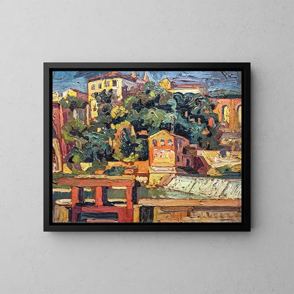 De molen en de kastanje in Rabastens - Georges Gaudion — ingelijst kunstwerk aan de muur