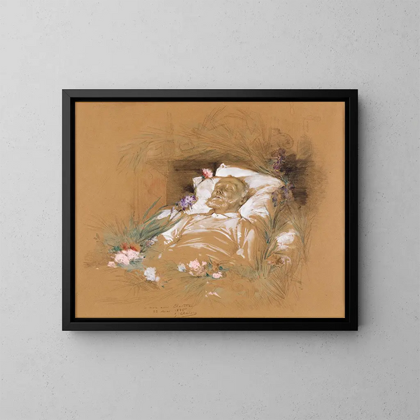 Victor Hugo op zijn sterfbed - Georges Jules Victor Clairin — ingelijst kunstwerk aan de muur