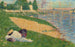 La Seine met Kleding aan de Oever, Studie voor Baders in Asnières - Georges Seurat — weergave van het kunstwerk