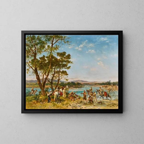 Traversée du Wadi - Georges Washington — ingelijst kunstwerk aan de muur