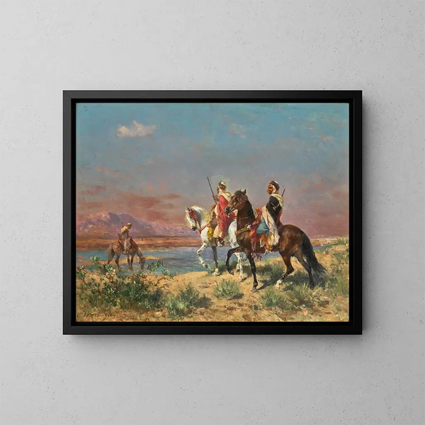Ruiters in een landschap - Georges Washington — ingelijst kunstwerk aan de muur