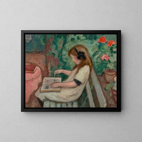 De lezing - Georges d'Espagnat — ingelijst kunstwerk aan de muur