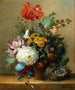 Natuurschilderij met bloemen en een vogelnest - Georgius Johannes Jacobus van Os — weergave van het kunstwerk