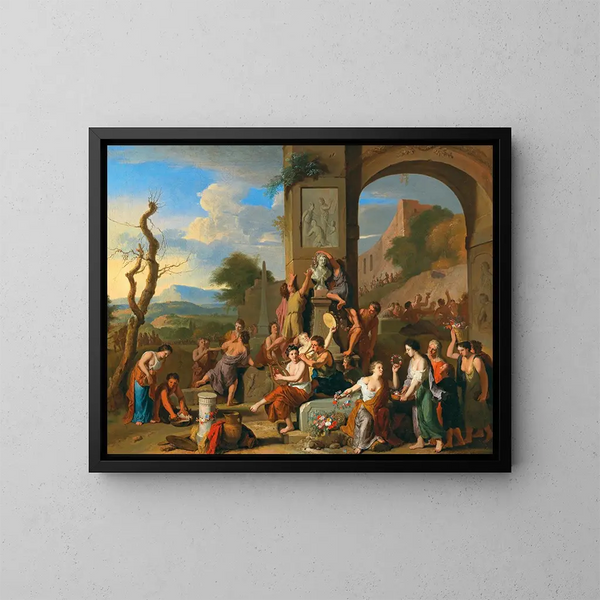 van een offer in Romeinse ruïnes - Gerard Hoet — ingelijst kunstwerk aan de muur