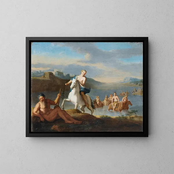 Clélie die de Tiber overstak - Gerard Hoet — ingelijst kunstwerk aan de muur