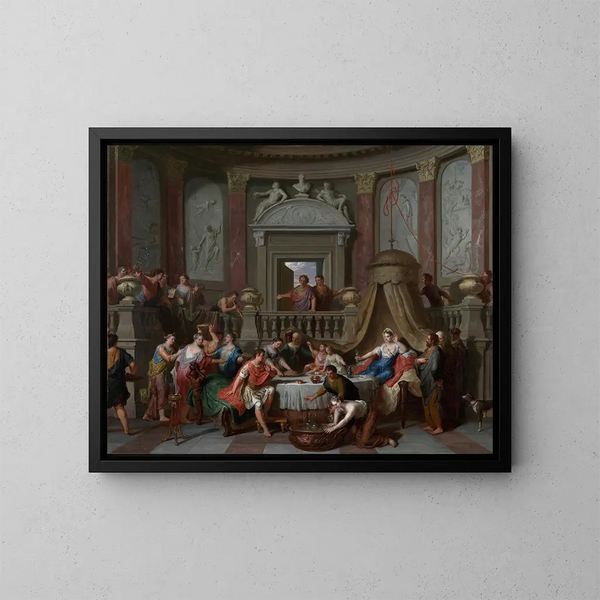 De Banket van Cleopatra - Gerard Hoet — ingelijst kunstwerk aan de muur