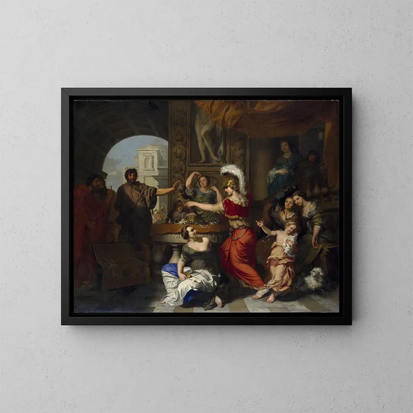 Achille erkend door Ulysses aan het hof van Lycomède - Gerard de Lairesse — ingelijst kunstwerk aan de muur