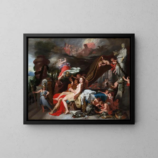 Hermès die Calypso beveelt Ulysses vrij te laten - Gerard de Lairesse — ingelijst kunstwerk aan de muur