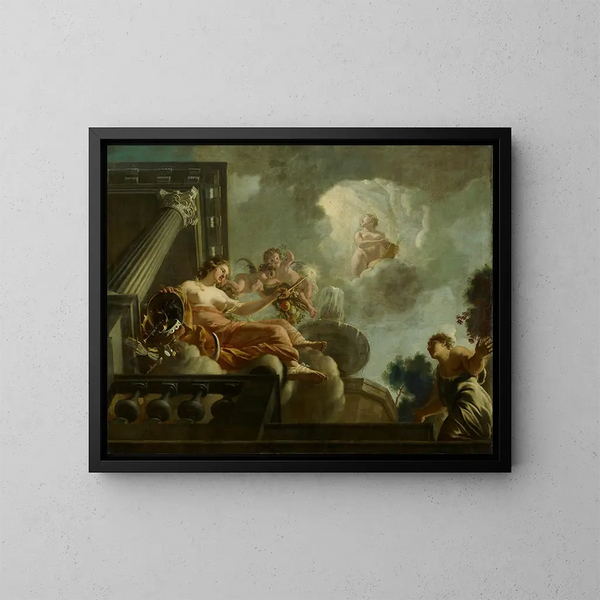 La religion favorise l'abondance. Representatie van de zorg voor lepralijders en onschuldigen. - Gerard de Lairesse — ingelijst kunstwerk aan de muur