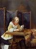 Een dame die een brief leest in Nederland - Gerard ter Borch — weergave van het kunstwerk