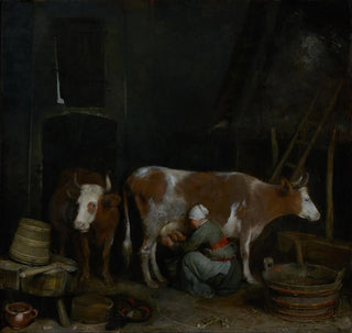 Gerard ter Borch - A Maid Milking a Cow in a Barn.webp