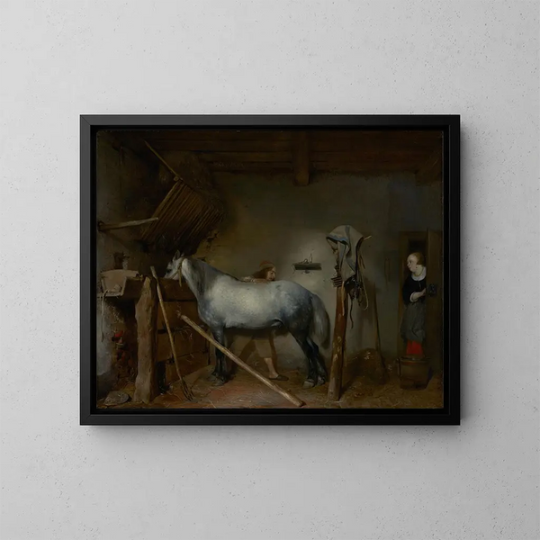 Stal - Gerard ter Borch — ingelijst kunstwerk aan de muur