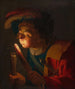 Een jongen die op een gloeiende kool blaast - Gerard van Honthorst — weergave van het kunstwerk