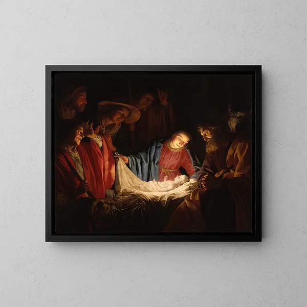 Aanbidding der herders - Gerard van Honthorst — ingelijst kunstwerk aan de muur