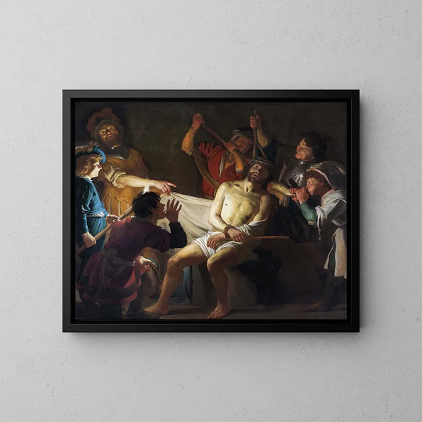 Christus gekroond met doornen - Gerard van Honthorst — ingelijst kunstwerk aan de muur