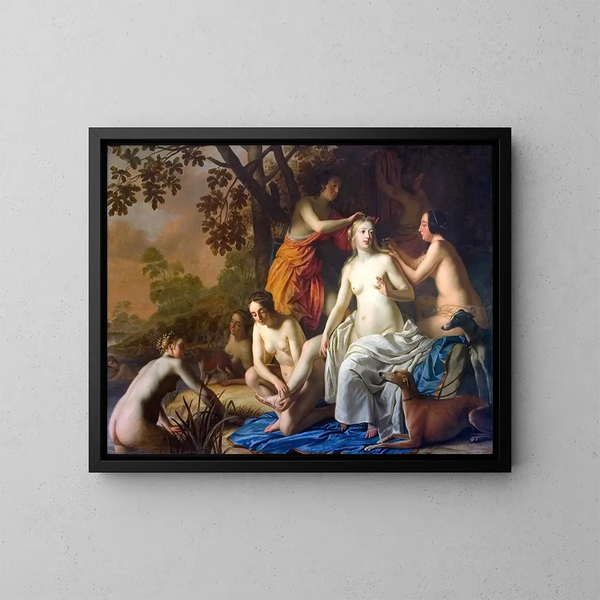 Diane en haar nimfen - Gerard van Honthorst — ingelijst kunstwerk aan de muur