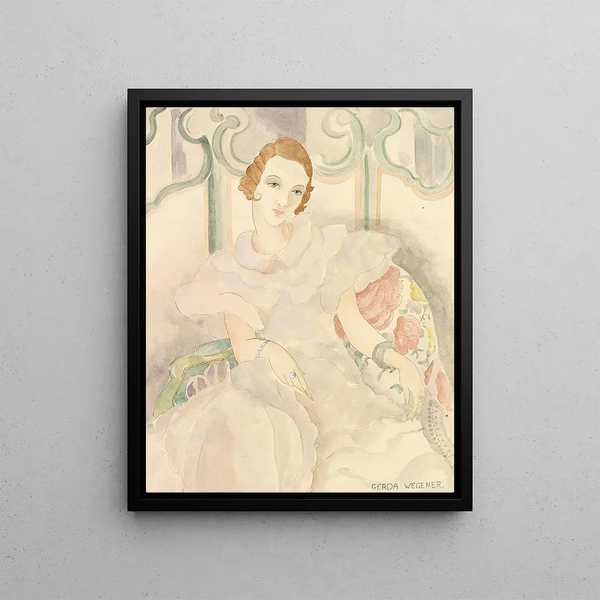 Gerda Wegener - Portrait of a young woman in a white dress.webp
