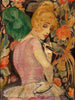 portret van Lili Elbe met een waaier van groene veren - Gerda Wegener — weergave van het kunstwerk
