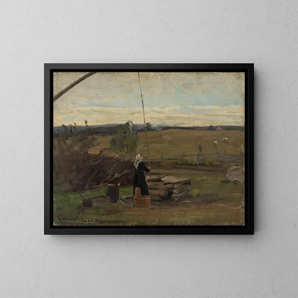 Aan de put - Gerhard Munthe — ingelijst kunstwerk aan de muur