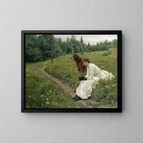 Idylle - Gerhard Munthe — ingelijst kunstwerk aan de muur