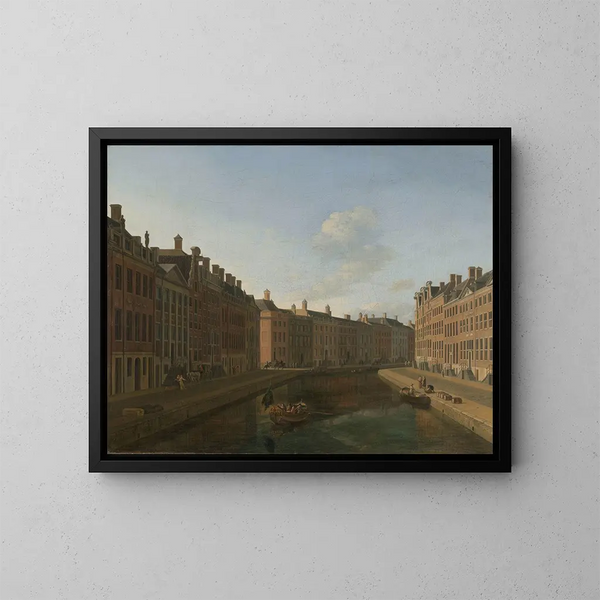 Uitzicht op de Gouden Bocht in de Herengracht vanaf het oosten - Gerrit Adriaensz Berckheyde — ingelijst kunstwerk aan de muur