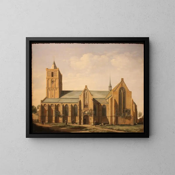 L'église de Noordwijk - Gerrit Adriaensz Berckheyde — ingelijst kunstwerk aan de muur