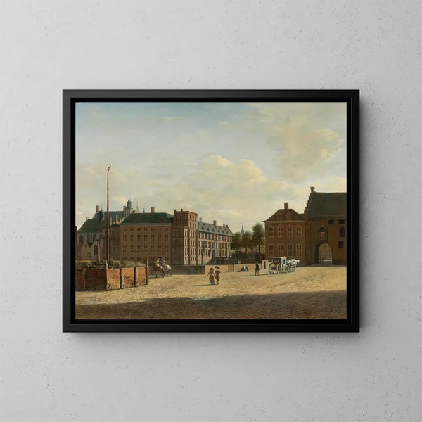 van Het Plein met het Binnenhof en de Gevangenpoort in Den Haag - Gerrit Adriaensz Berckheyde — ingelijst kunstwerk aan de muur