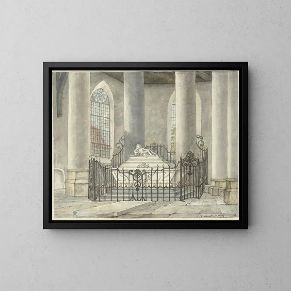 Monumentale begraafplaats van Catharina Alida van der Dussen in een kerk in Culemborg - Gerrit Lamberts — ingelijst kunstwerk aan de muur