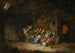 Binnenlandschilderij met personages die drinken rond een tafel - Gerrit Lundens — weergave van het kunstwerk