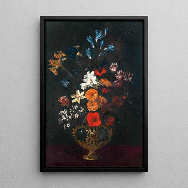 Giacomo Recco - Flowers in an ornamental vase on a table.webp