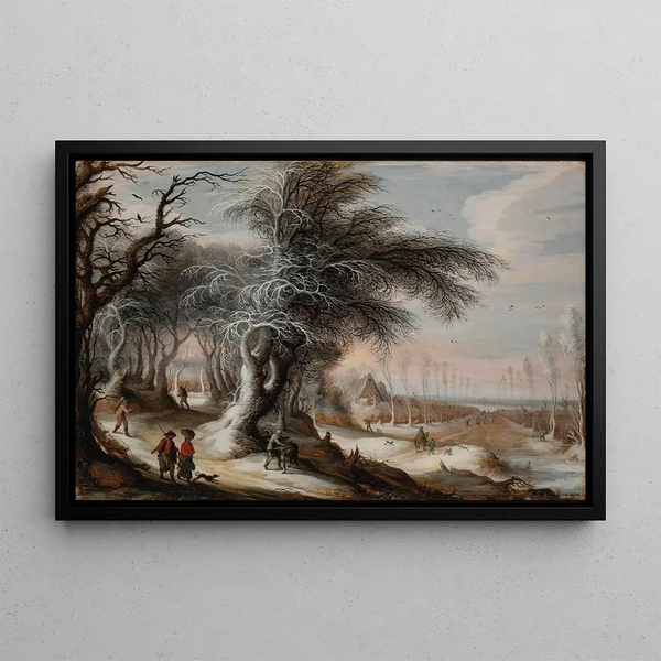 Gijsbrecht Leytens - A winter landscape with villagers on a path.webp