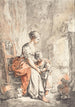 Woman and child in front of a fireplace - Gilles Demarteau the Elder — artwork view