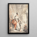 Woman and child in front of a fireplace - Gilles Demarteau the Elder — framed artwork on a wall
