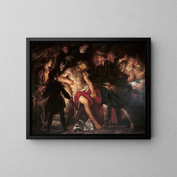 De dood van Cato - Gioacchino Assereto — ingelijst kunstwerk aan de muur