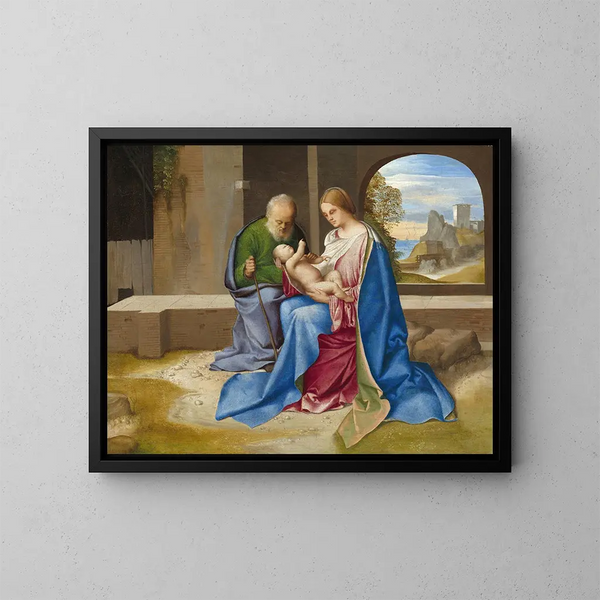 De Heilige Familie - Giorgione — ingelijst kunstwerk aan de muur
