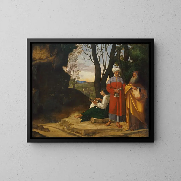 Drie filosofen - Giorgione — ingelijst kunstwerk aan de muur