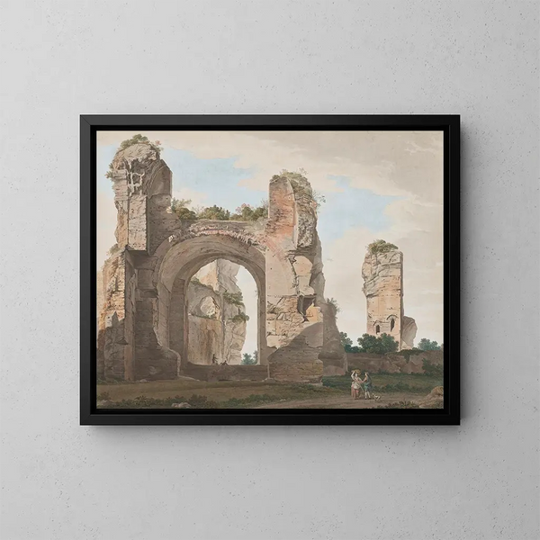 Uitzicht op de ruïnes van de thermen van Caracalla - Giovanni Battista Lusieri — ingelijst kunstwerk aan de muur