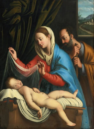 Giovanni Battista Salvi da Sassoferrato - The Virgin And Saint Joseph With The Sleeping Christ Child.webp