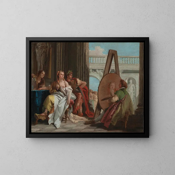 van Alexandre de Grote en Campaspe in de werkplaats van Apelles - Giovanni Battista Tiepolo — ingelijst kunstwerk aan de muur