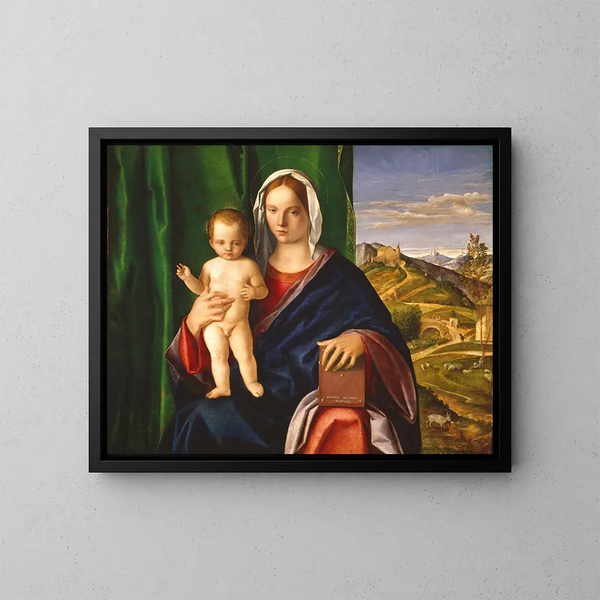 van het Madonna en Kind - Giovanni Bellini — ingelijst kunstwerk aan de muur