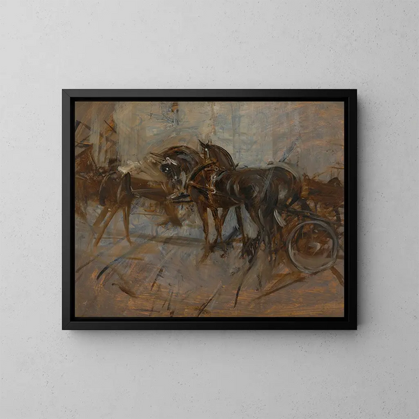 Koets - Giovanni Boldini — ingelijst kunstwerk aan de muur